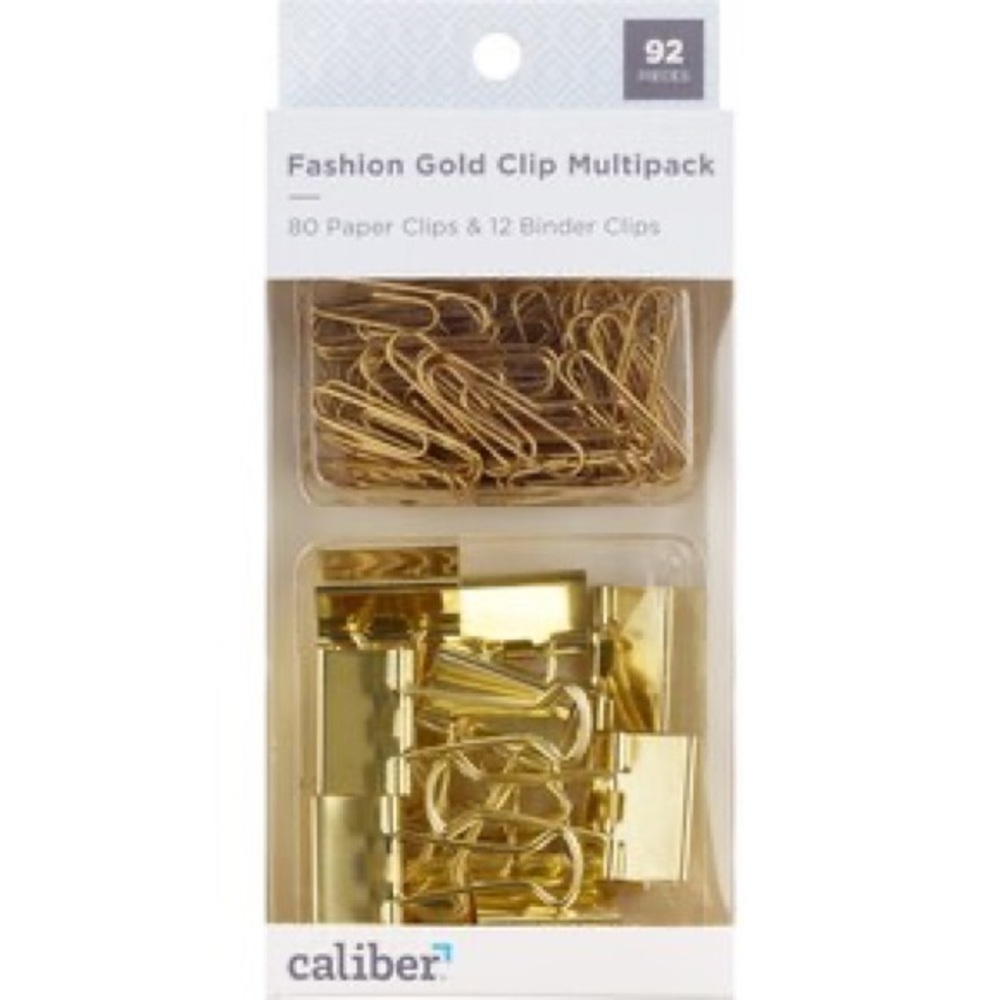 Gold Paper Clip and Binder Clip Set